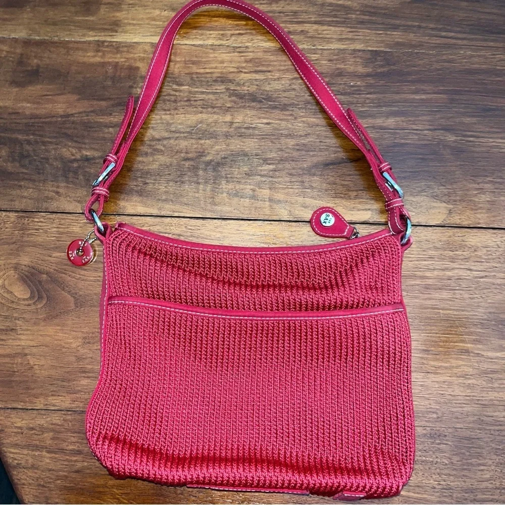 SAK Original Crochet Handbag Shoulder Bag Red